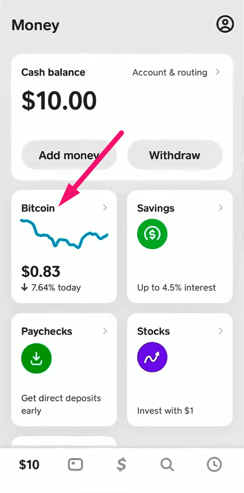 Step 6: Go to the home screen and tap Bitcoin (screenshot 2)