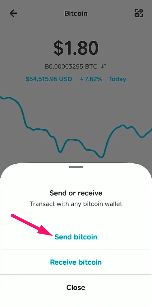 Step 12: Select Send Bitcoin (screenshot 1)
