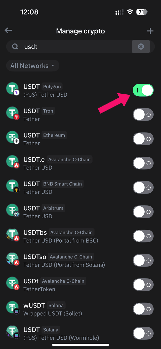 Step 2: Select Bitcoin and tap Send (screenshot 2)