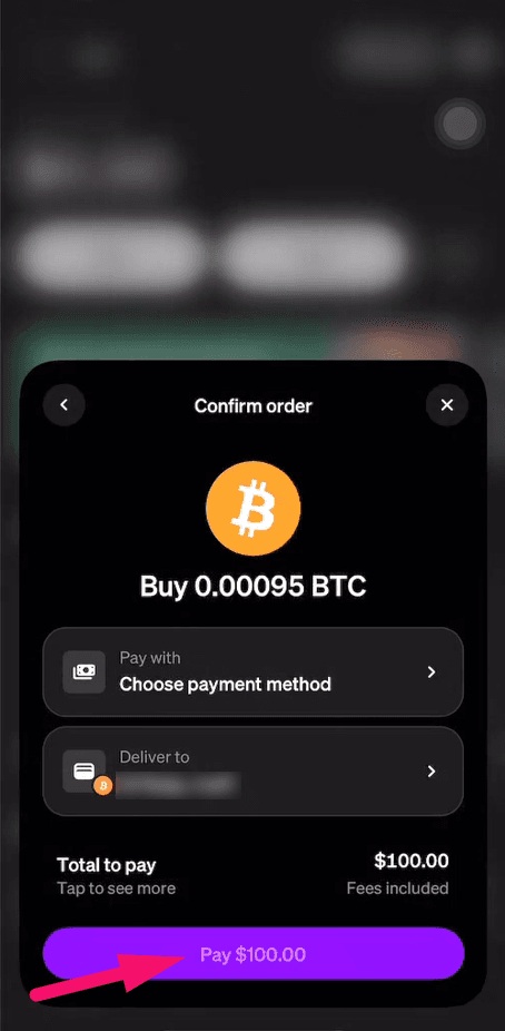 Step 13: Enter the address in MoonPay and complete (screenshot 2)