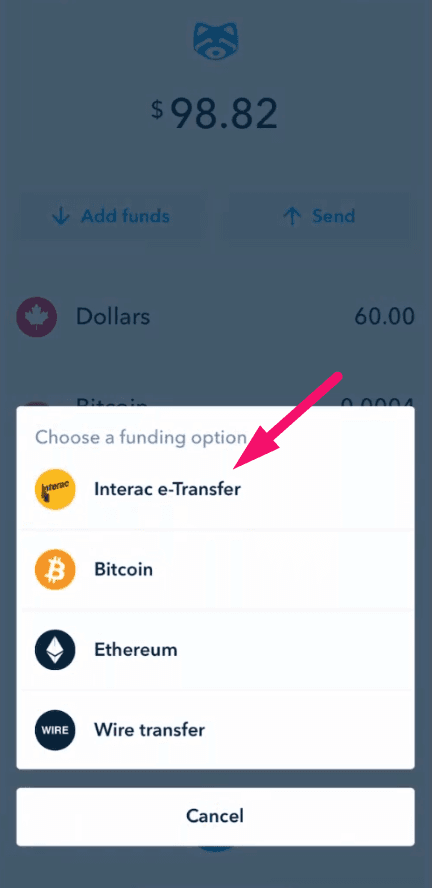 Step 11: Add funds via Interac e-Transfer (screenshot 2)