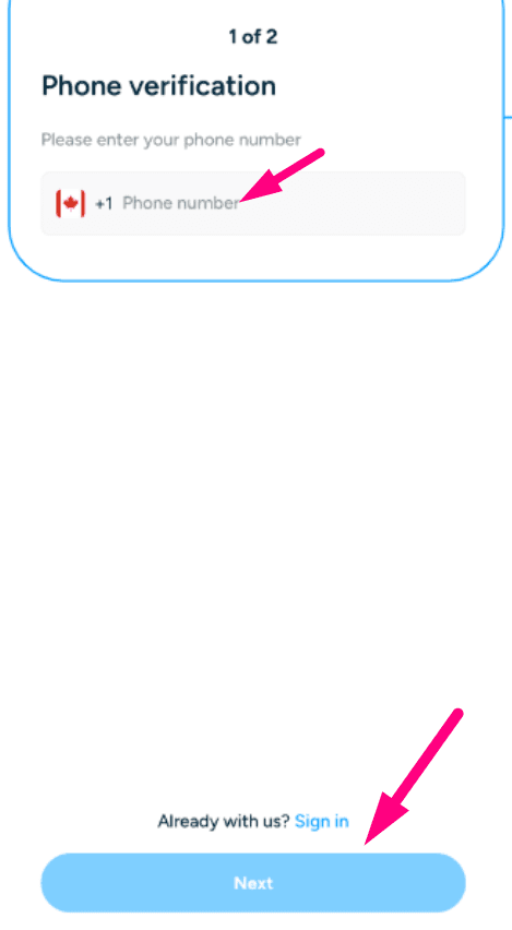 Step 3: Verify your phone number (screenshot 1)