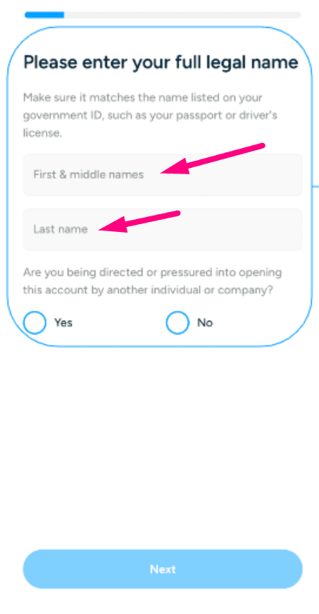 Step 4: Enter your personal details (screenshot 1)