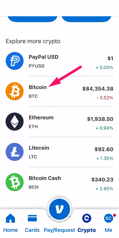 Step 6: Select Bitcoin and tap Buy (screenshot 1)