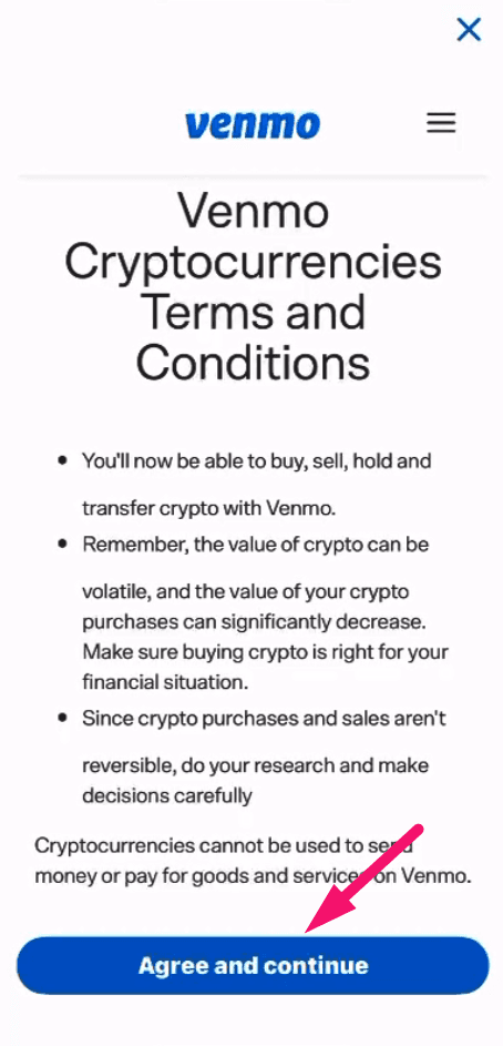 Step 7: Agree to crypto terms (screenshot 2)